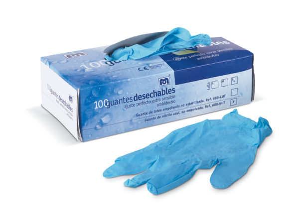 Guantes Descartables Nitrilo Azul X100